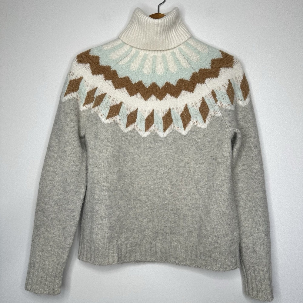 J Crew‎ Fair Isle Turtleneck Sweater Size S Supersoft yarn Wool Alpaca